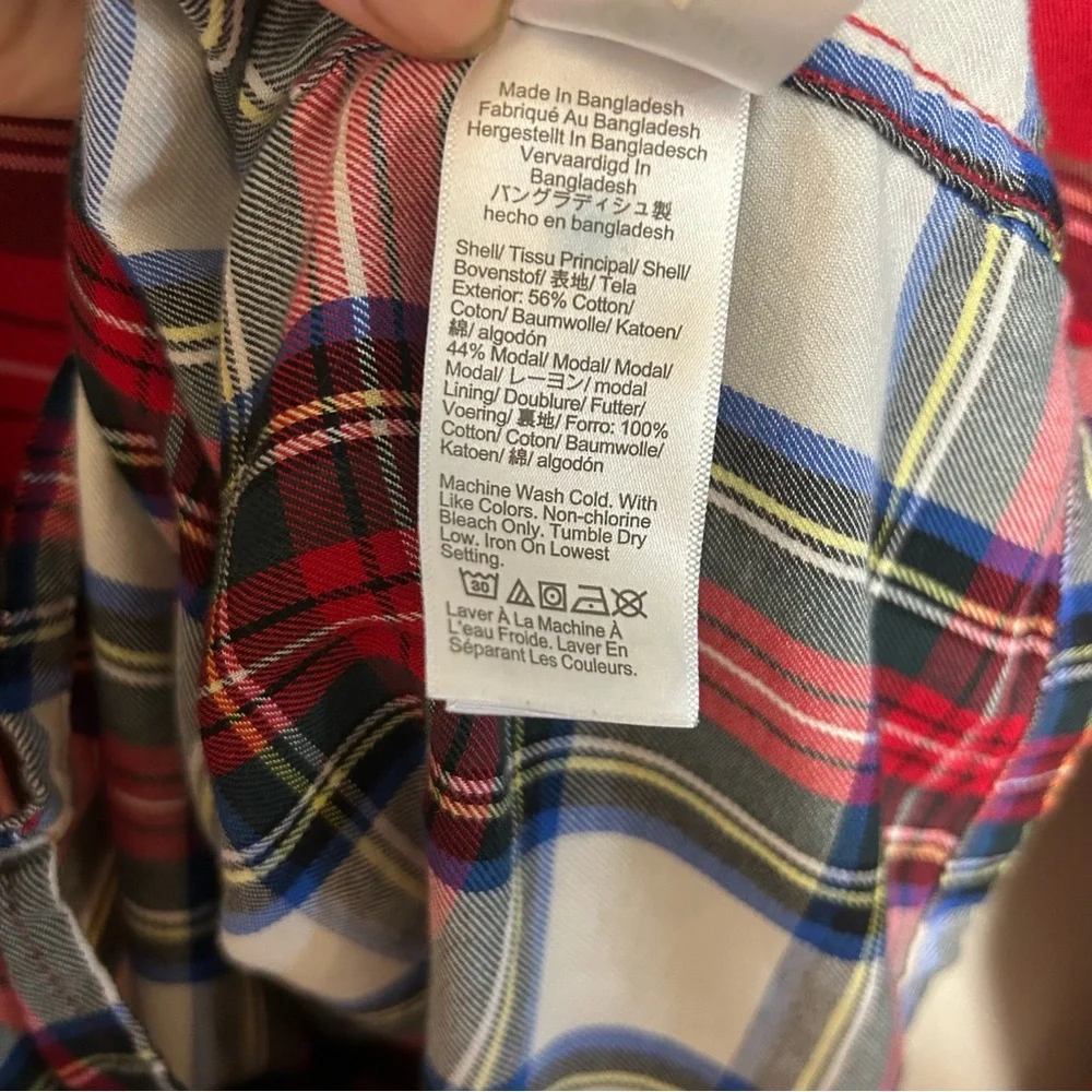 J.crew 2X Long-sleeve flannel pajama short set cocktail plaid lightweight cozy